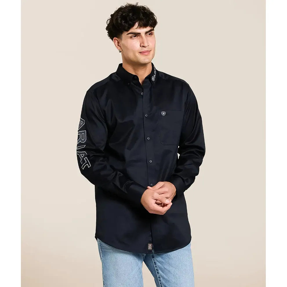 Ariat Men's Long Sleeve Team Logo Twill Fitted Shirt - Black/Grey