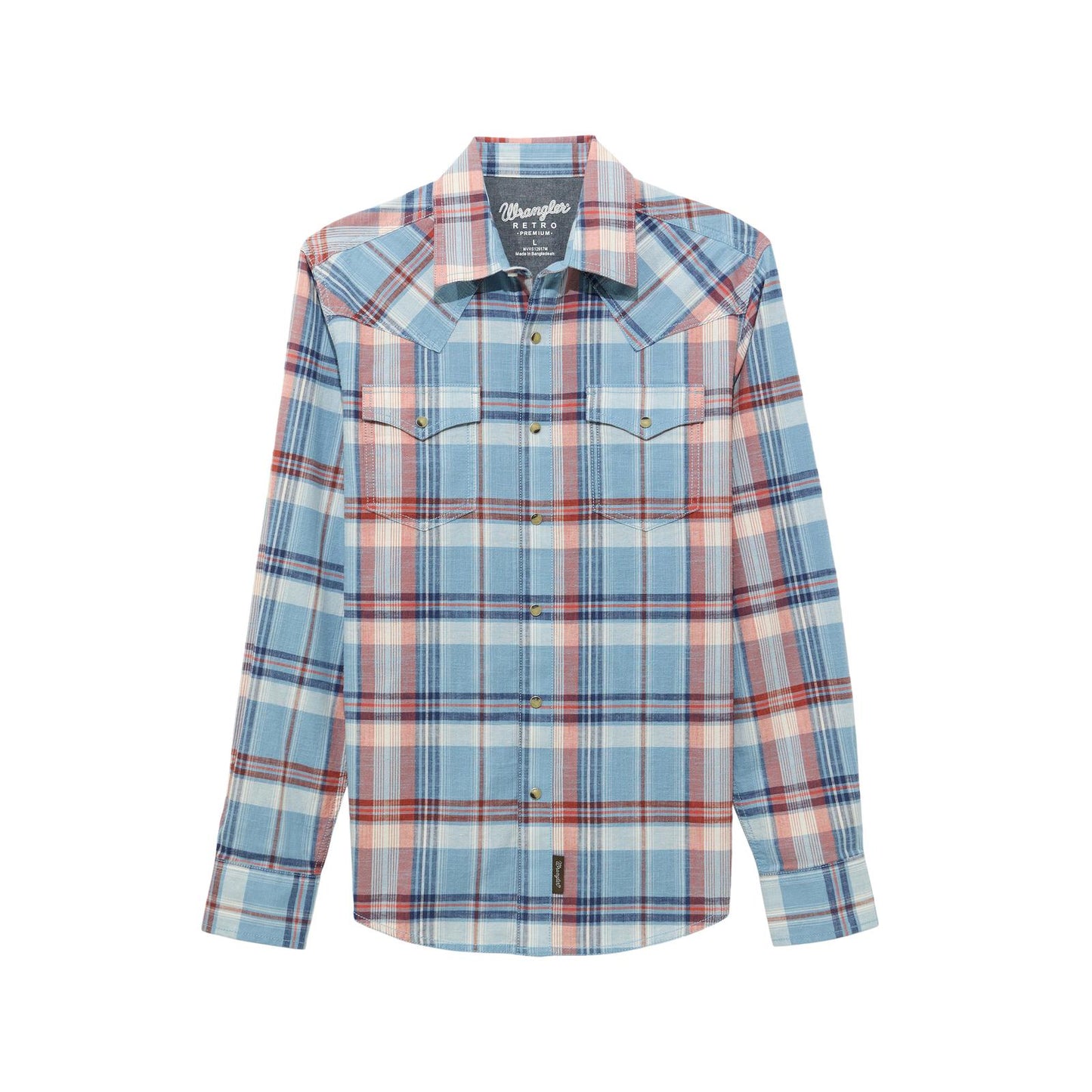 Wrangler Men's Retro Premium Long Sleeve Modern Fit Plaid Shirt - Blue Multi