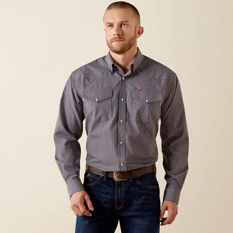 Ariat Men's WF Adonis Classic Fit Long Sleeve Snap Shirt - Navy Plaid - Irvine Tack & Western Wear