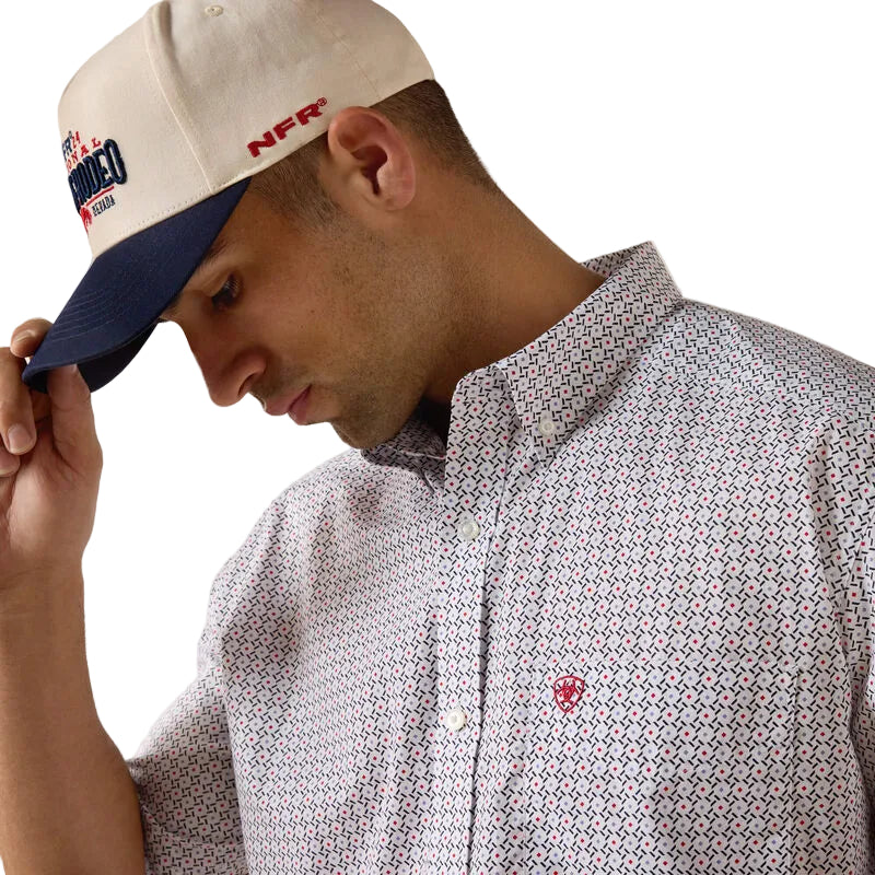Ariat Men's Britton Classic Fit Geo Print Short Sleeve Shirt - White