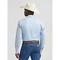 Wrangler Men's Wrinkle Resistant Long Sleeve Western Snap Stripe Shirt - Sky Blue