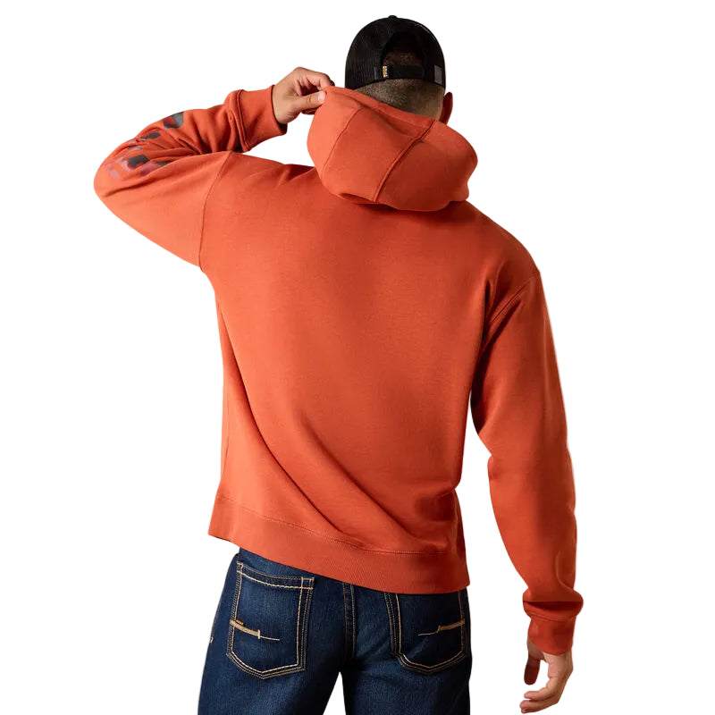 Ariat Men's Rebar Lightweight Logo Hoodie - Burnt Brick/Brandy