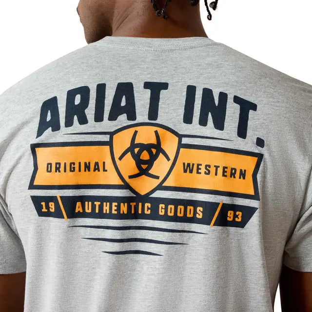 Ariat Men's Banner Badge Short Sleeve Tee Shirt - Grey Heather