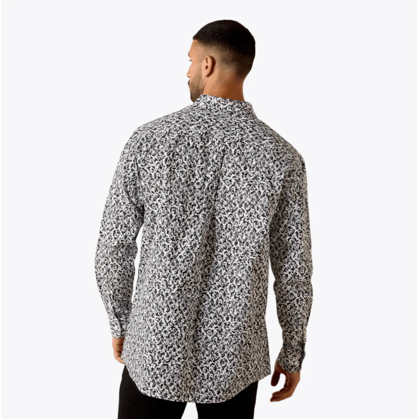 Ariat Men's Casual Scroll Print Team Long Sleeve Shirt - White/Grey - Irvine Tack & Western Wear
