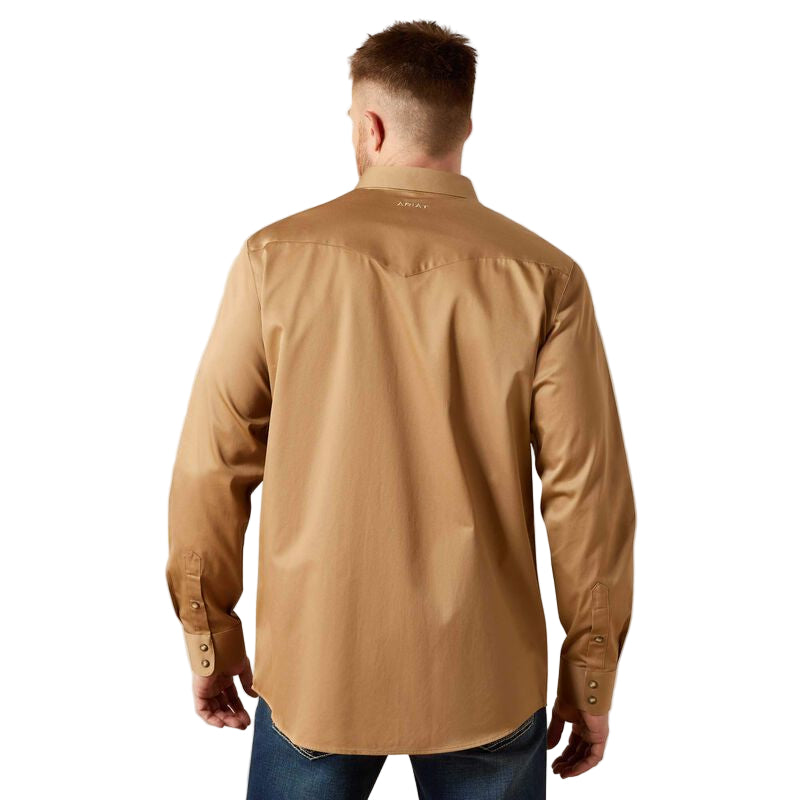 Ariat Men's Solid Twill Fitted Long Sleeve Shirt - Khaki