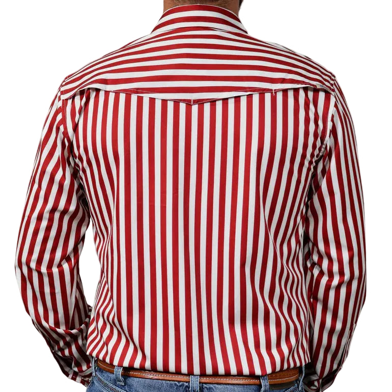 Brand Cowboy Men's The 8 Second Stripe Long Sleeve Shirt - Red/White - Irvine Tack & Western Wear