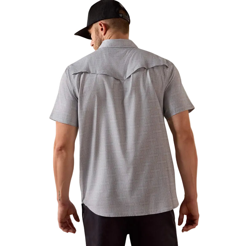 Ariat Men's Printed VentTEK Western Fitted Short Sleeve Snap Shirt - Sky Rocket
