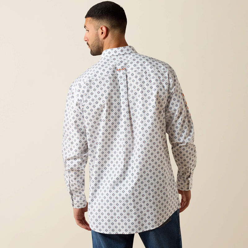 Ariat Men's Casual Team Jericho Medallion Long Sleeve Shirt - White/Orange - Irvine Tack & Western Wear