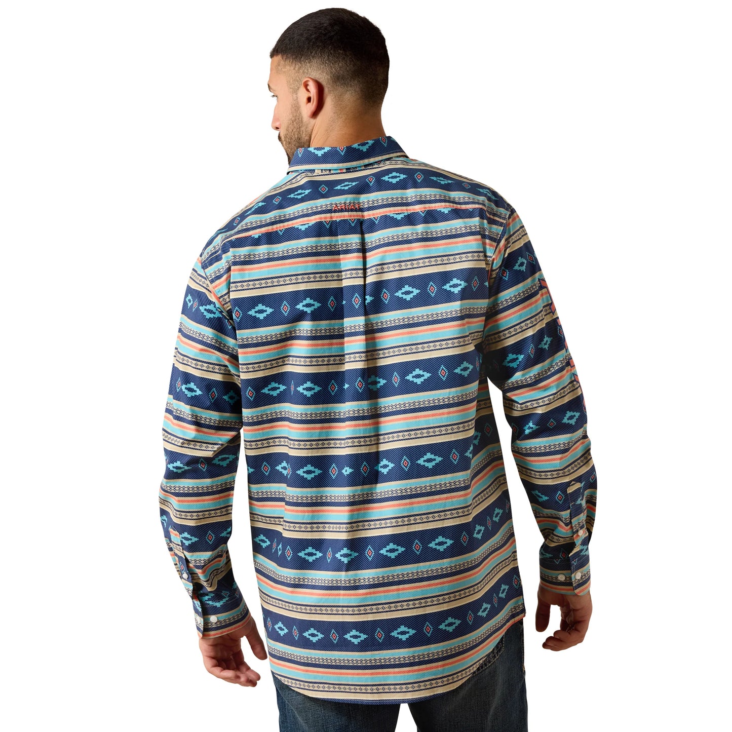 Ariat Men's Team Jet Casual Serape Long Sleeve Shirt - Navy/Orange - Irvine Tack & Western Wear
