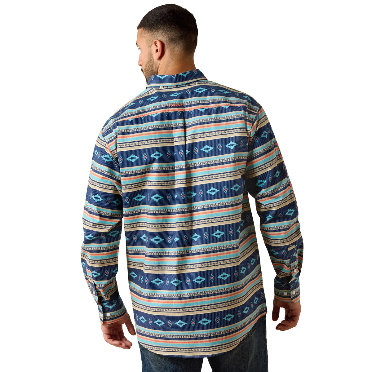 Ariat Men's Team Jet Casual Serape Long Sleeve Shirt - Navy/Orange - Irvine Tack & Western Wear