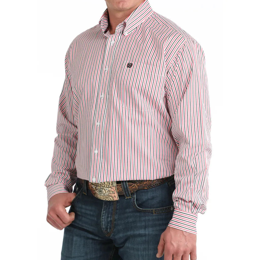 Cinch Men's Long Sleeve Stripe Shirt - White - Irvine Tack & Western Wear