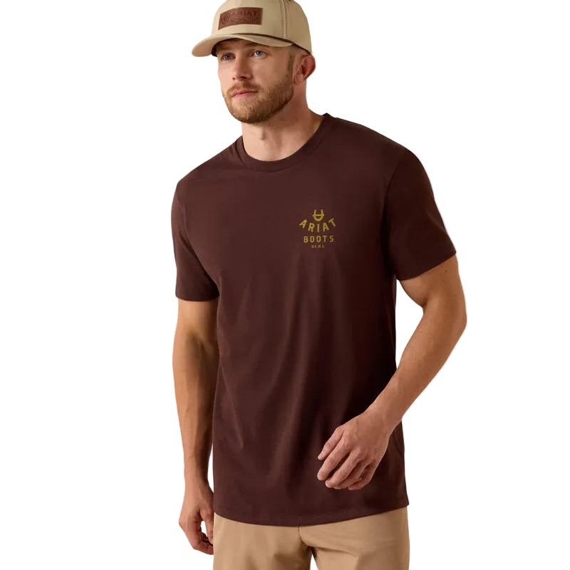 Ariat Men's Western Ropes Short Sleeve Tee Shirt - Puce