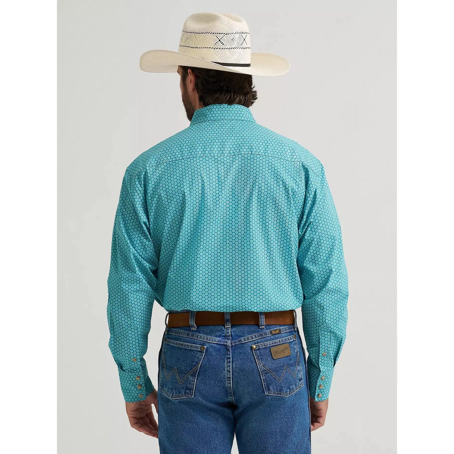 Wrangler Men's Wrangler George Strait Troubadour LS Shirt - Aqua Bursts