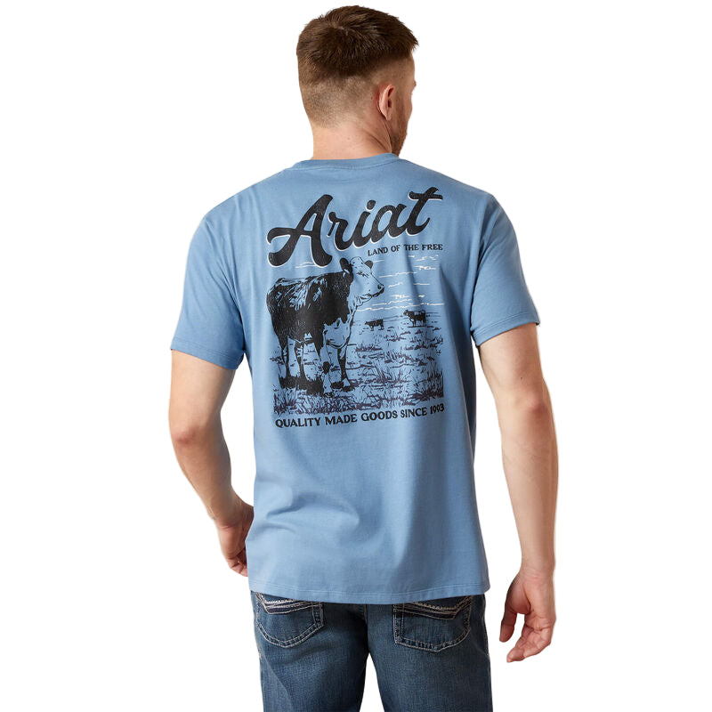 Ariat Men's Cattle Co. Short Sleeve Tee Shirt - Coronet Blue