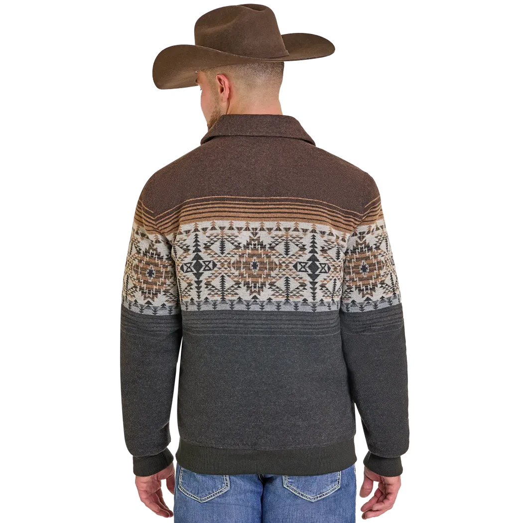 Panhandle Slim Men's Pueblo Aztec Border Jacquard Bomber Jacket - Black