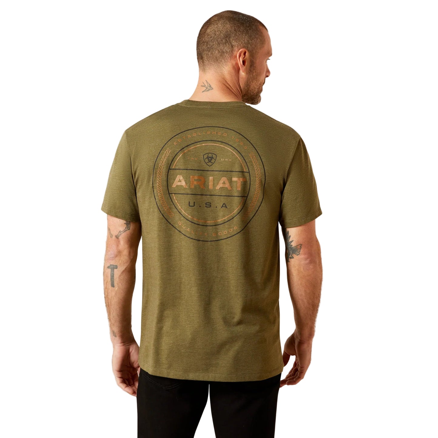 Ariat Men's Short Sleeve Ropers Seal Tee Shirt - Military Heather