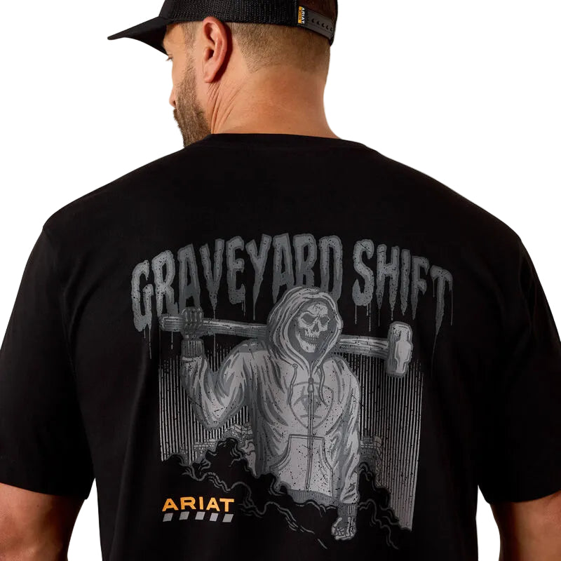 Ariat Men's Rebar Workman Graveyard Short Sleeve Tee Shirt - Black