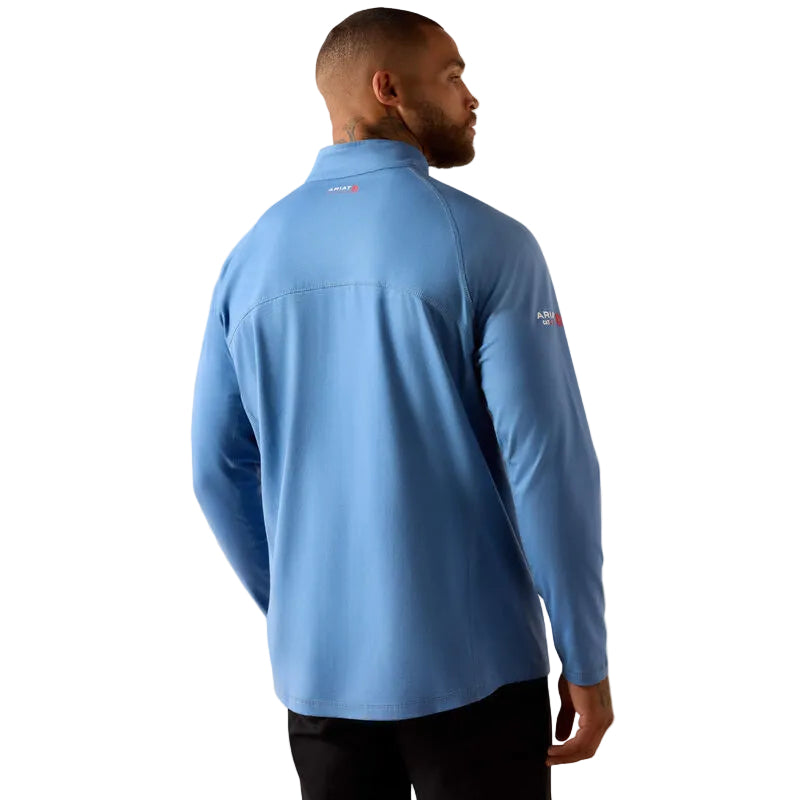 Ariat Men's FR Combat Stretch Patriot 1/4 Full Zip Long Sleeve Work Shirt - Medium Blue