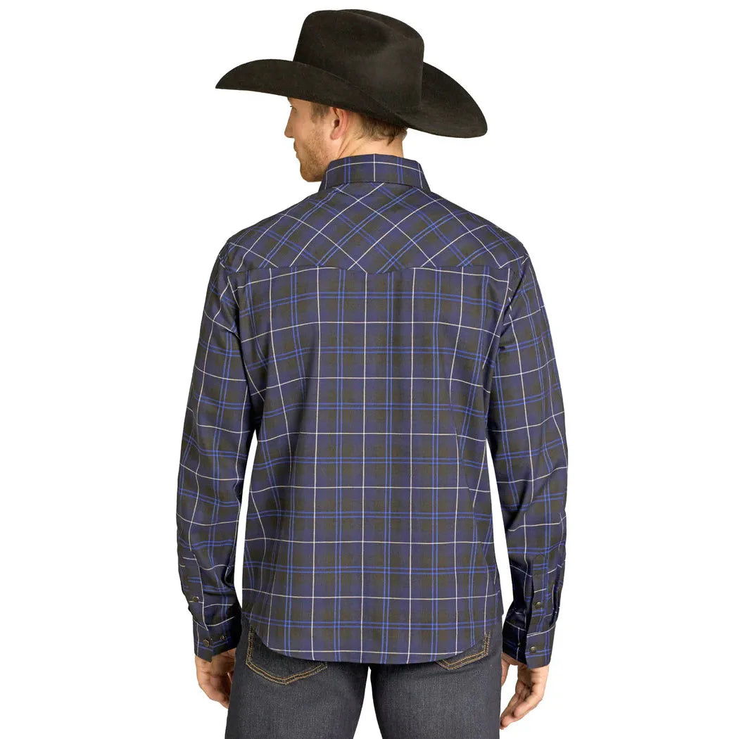 Rock & Roll Men's Tek Western Brushed Plaid Flannel Long Sleeve Shirt - Navy - Irvine Tack & Western Wear