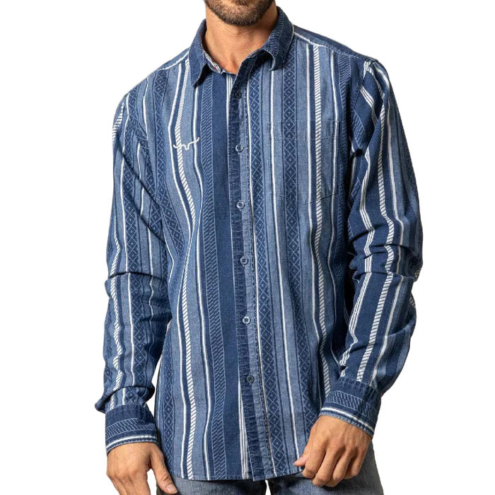 Kimes Men's Tombstone Long Sleeve Shirt - Indigo