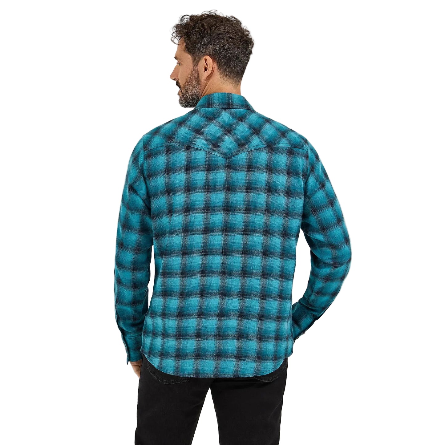 Wrangler Men's Retro Long Sleeve Western Snap Plaid Flannel Shirt - Turquoise Buffalo