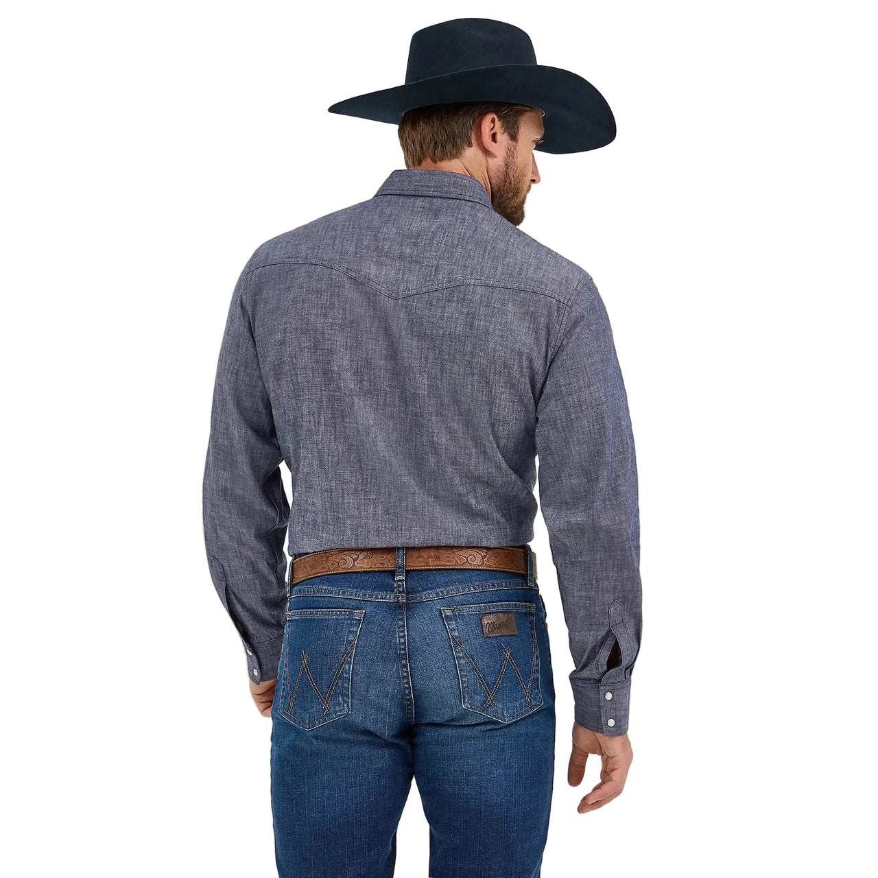 Wrangler Men's Cody Johnson Two Pocket Western Snap Shirt - Navy