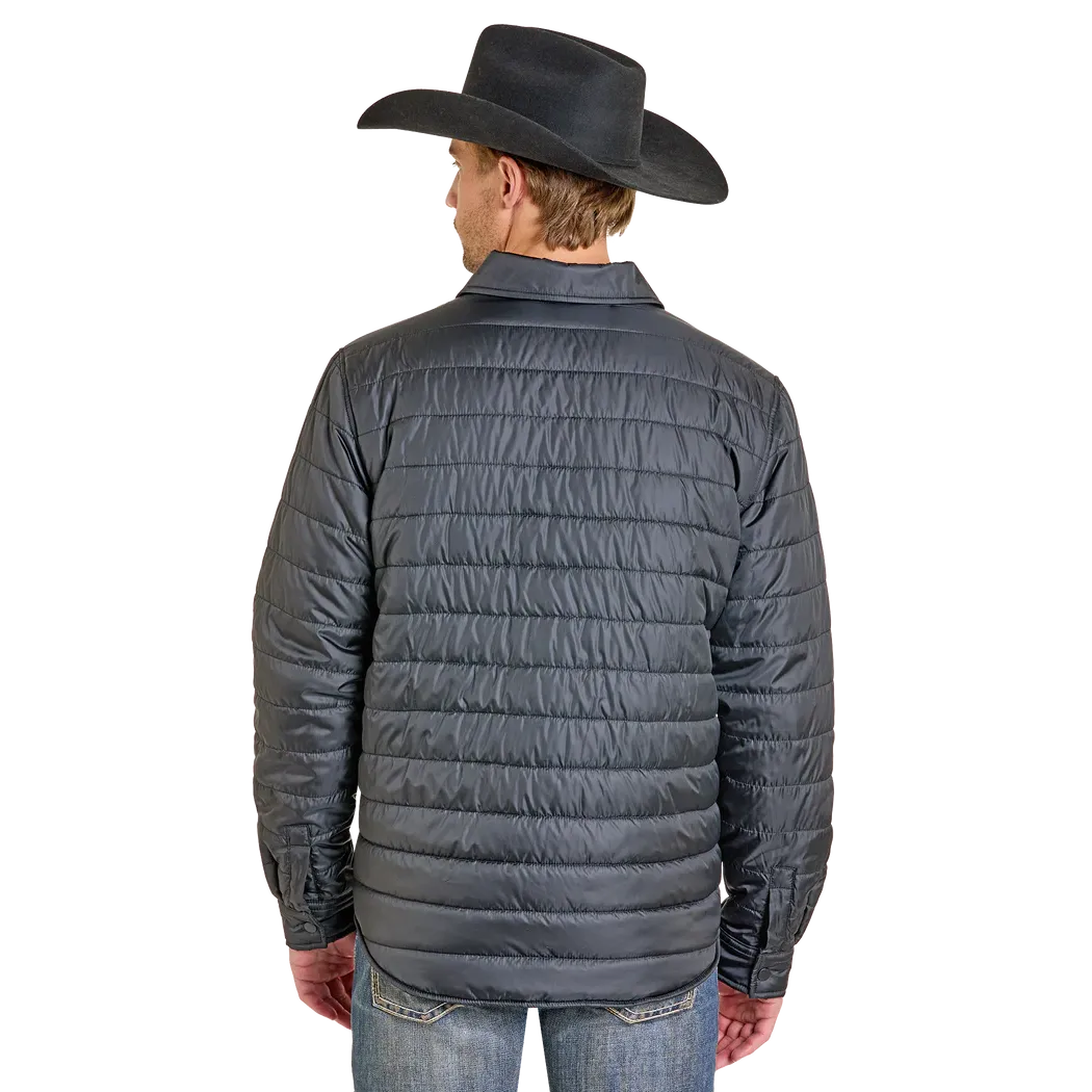 Rock & Roll Men's Puffer Print Lined Shacket - Black