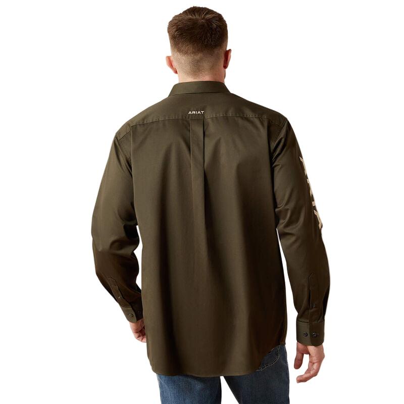 Ariat Men's Team Logo Twill Classic Fit Long Sleeve Shirt - Olive/Khaki