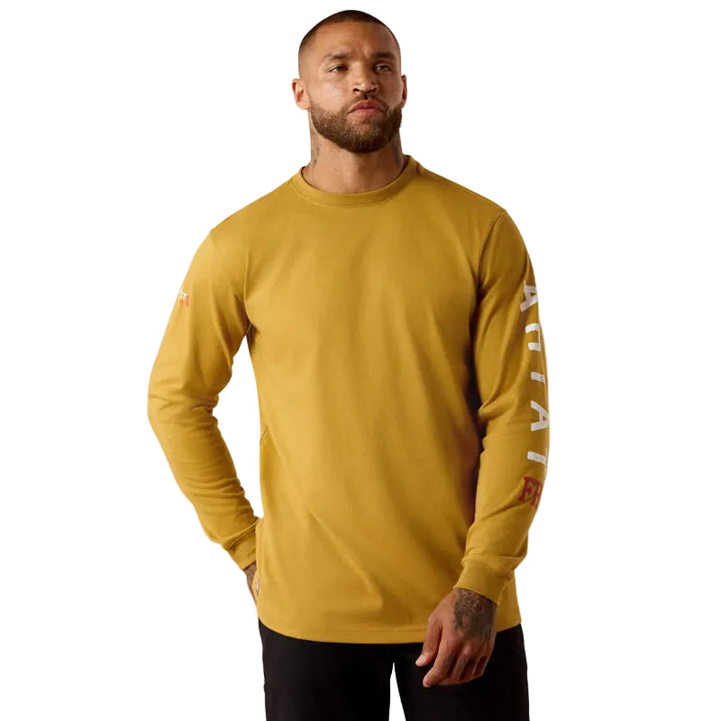 Ariat Men's FR Roughneck Skull Logo Long Sleeve Tee Shirt - Wood Thrush