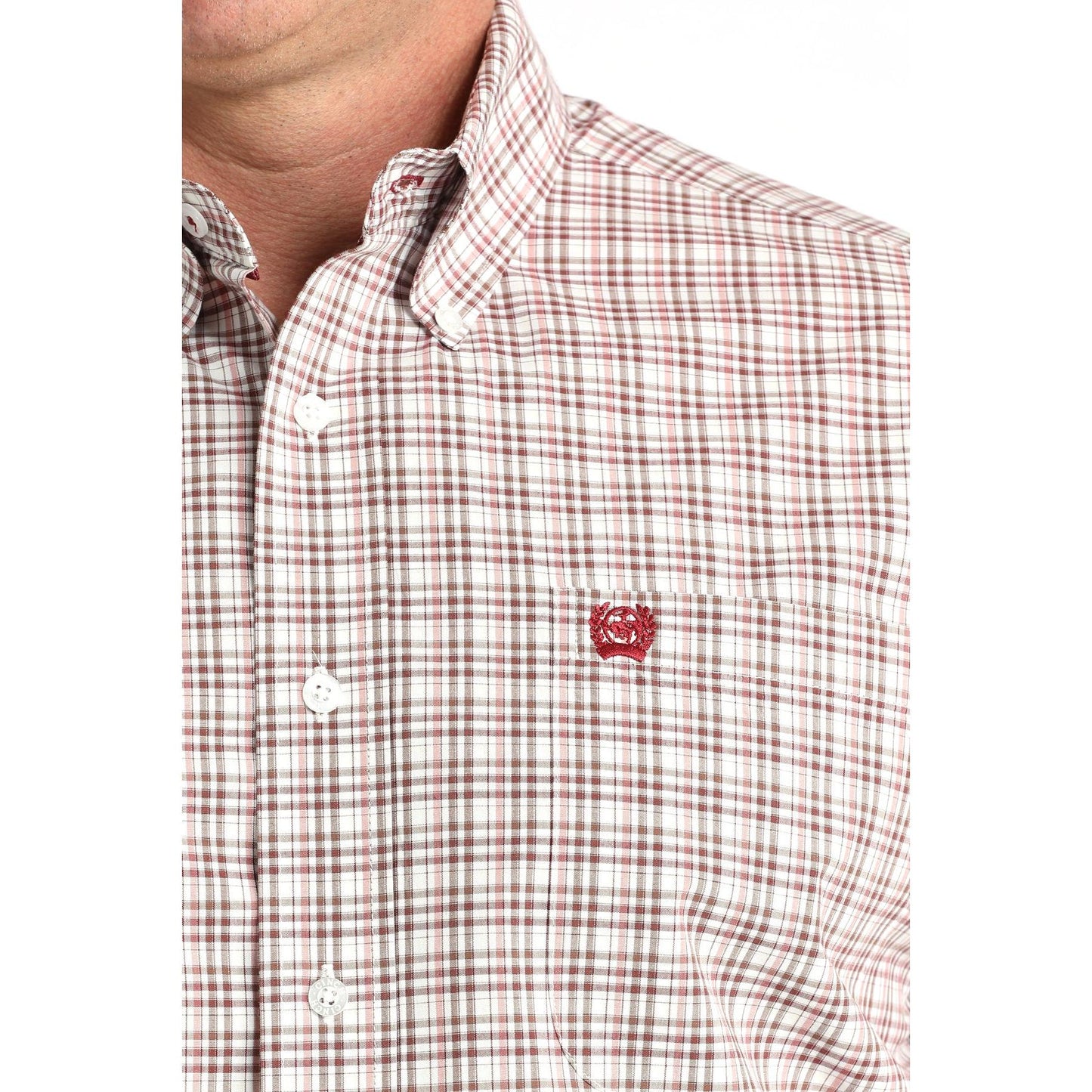 Cinch Men's Long Sleeve Plaid Shirt - White