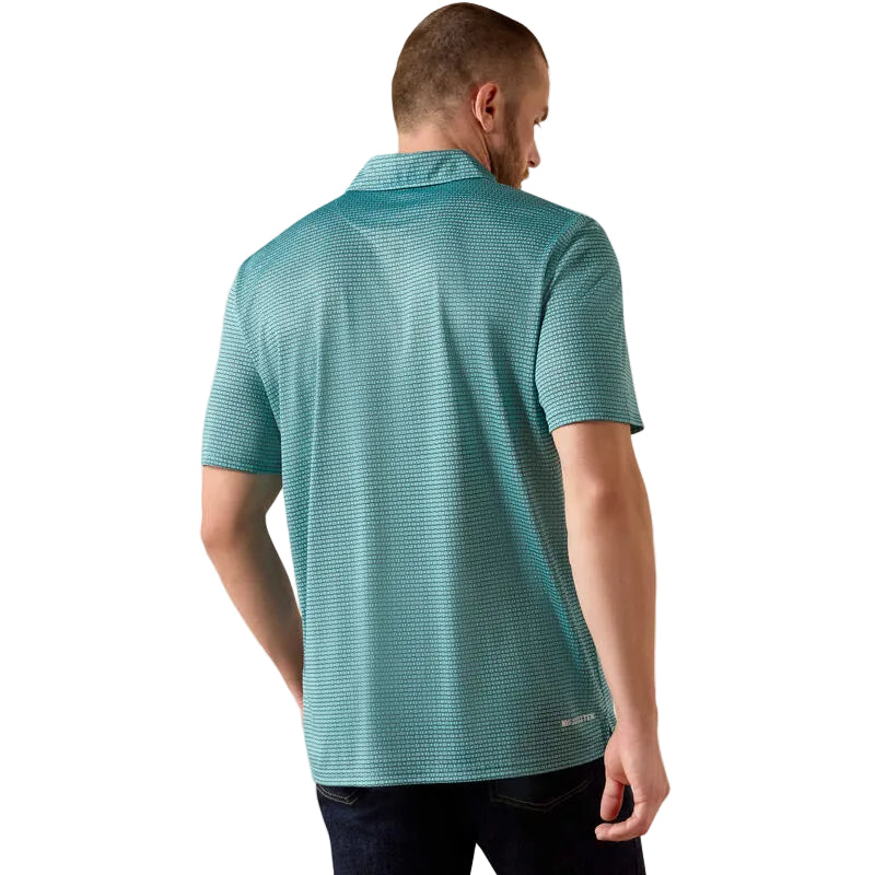 Ariat Men's All Over Print Short Sleeve Polo Shirt - Angel Blue Mod Geo Print - Irvine Tack & Western Wear