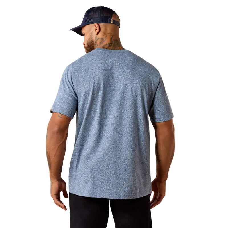 Ariat Men's Rebar Cotton Strong Standard Short Sleeve Tee Shirt - Baleen Blue Heather