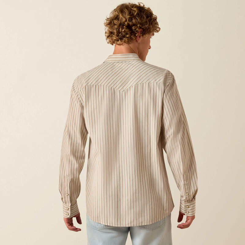 Ariat Men's Retro Hesper Fitted Long Sleeve Snap Shirt - Sandshill Stripe