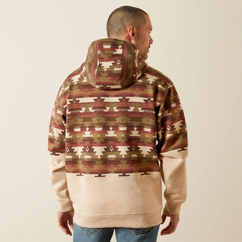Ariat Men's  Colour Block Long Sleeve Hoodie - Oatmeal Southwest