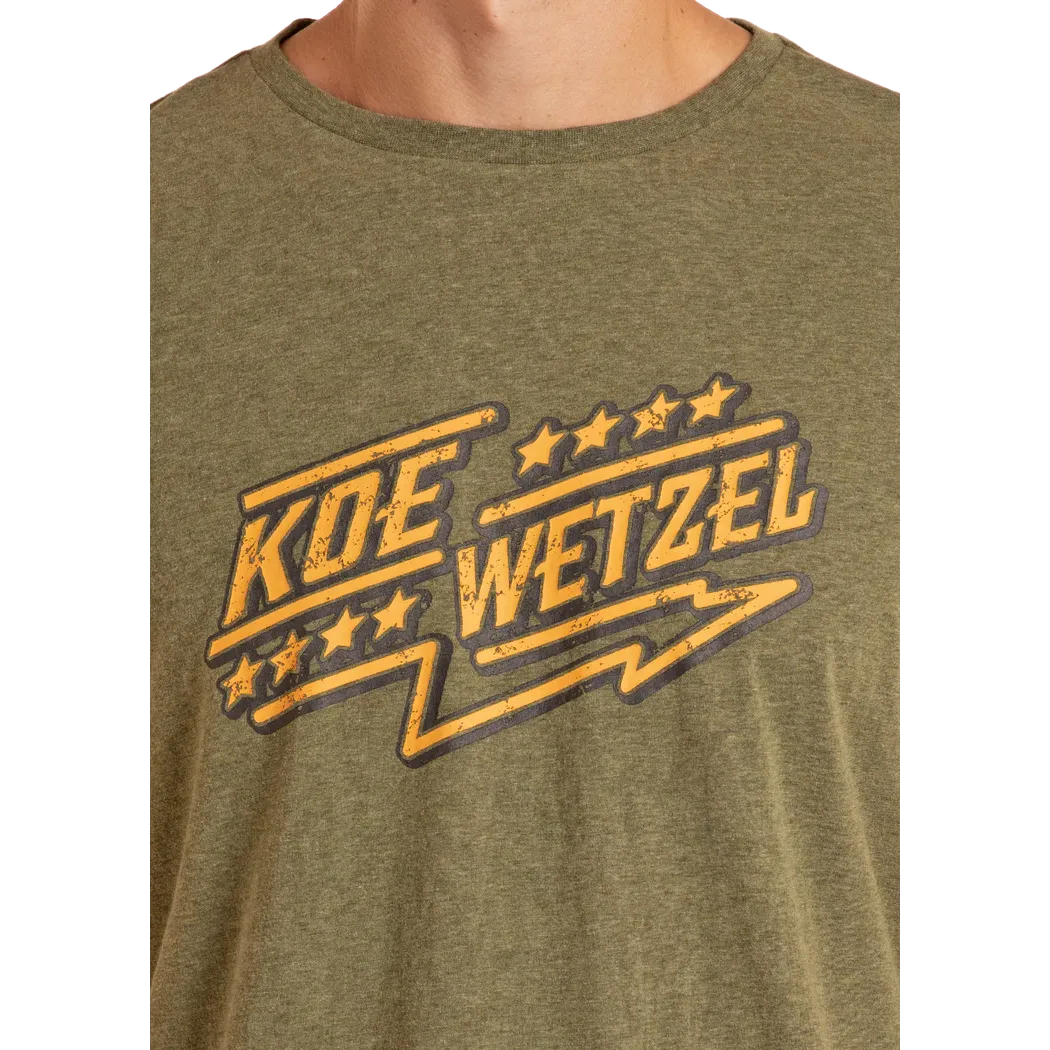 Rock & Roll Men's Koe Wetzel Bolt Graphic Tee Shirt - Olive