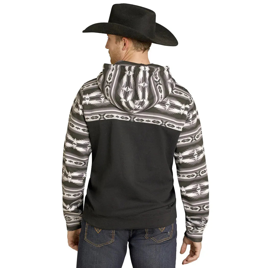 Rock & Roll Men's Aztec Block Long Sleeve Hoodie - Black