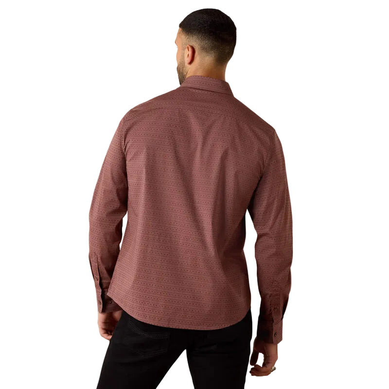 Ariat Men's Magnus Modern Fit Long Sleeve Shirt - Rose Taupe Geo Stripe