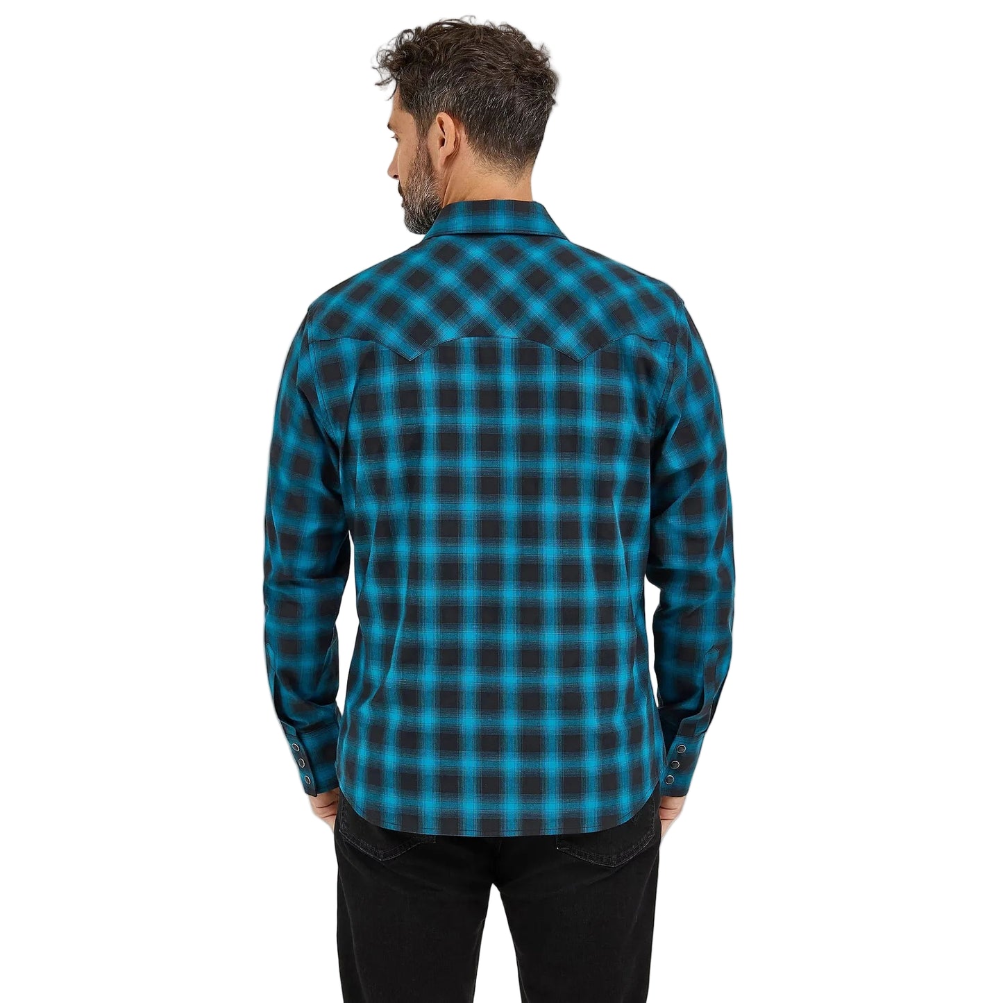 Wrangler Men's Retro Western Sawtooth Snap Pocket Long Sleeve Shirt - Coal Blue