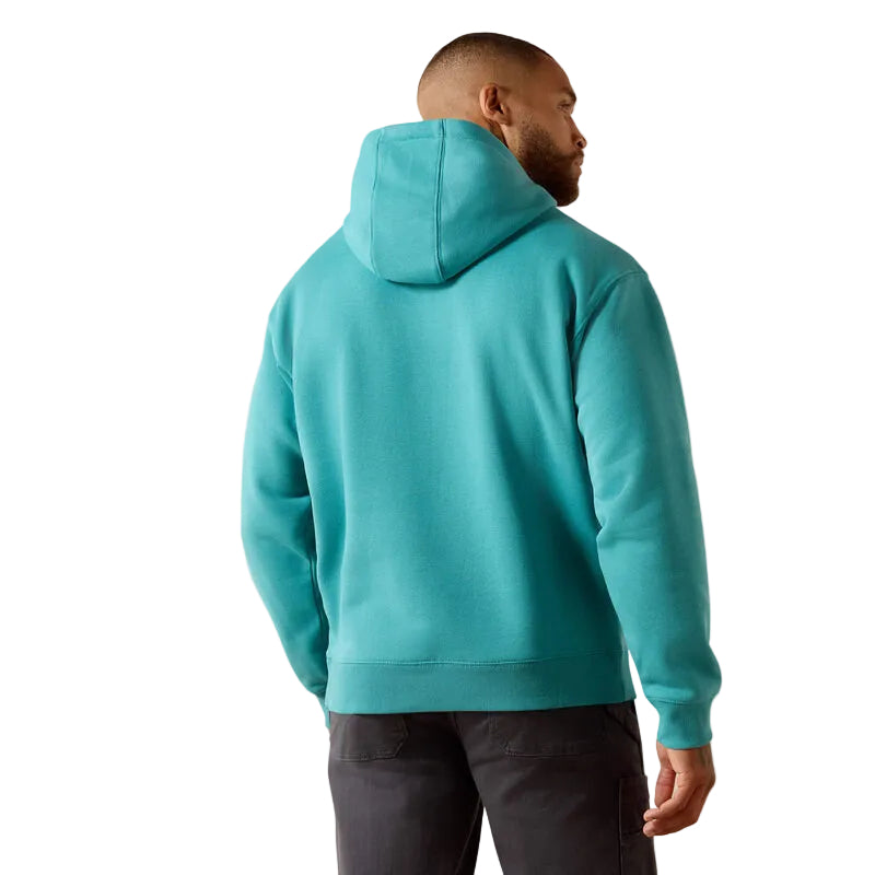 Ariat Men's Rebar Lightweight Logo Hoodie - Teal/Micro Chip