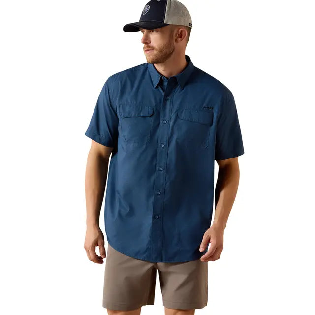 Ariat Men's Printed VentTEK Outbound Classic Fit Short Sleeve Shirt - Dark Denim Navy