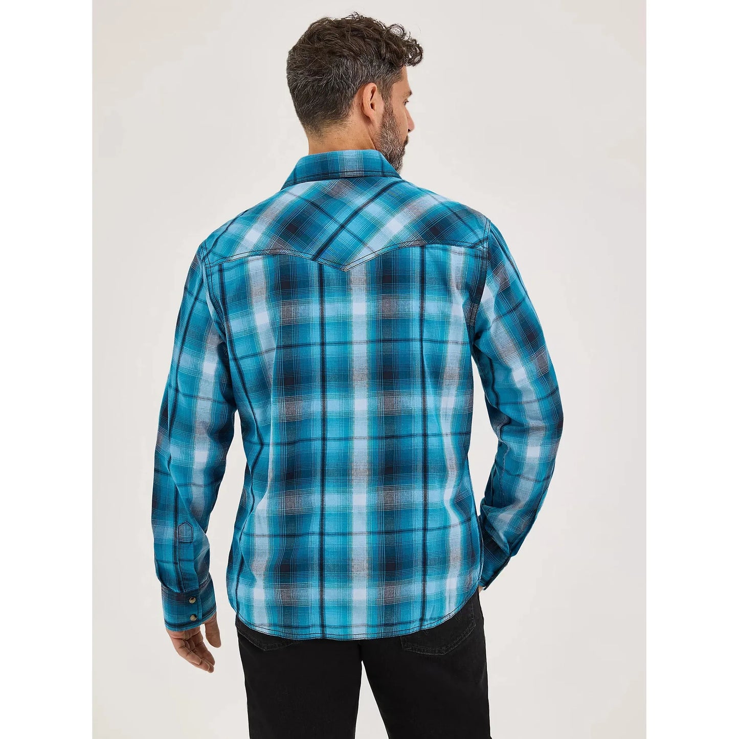 Wrangler Men's Retro Premium Western Plaid Long Sleeve Snap Shirt - Deep River