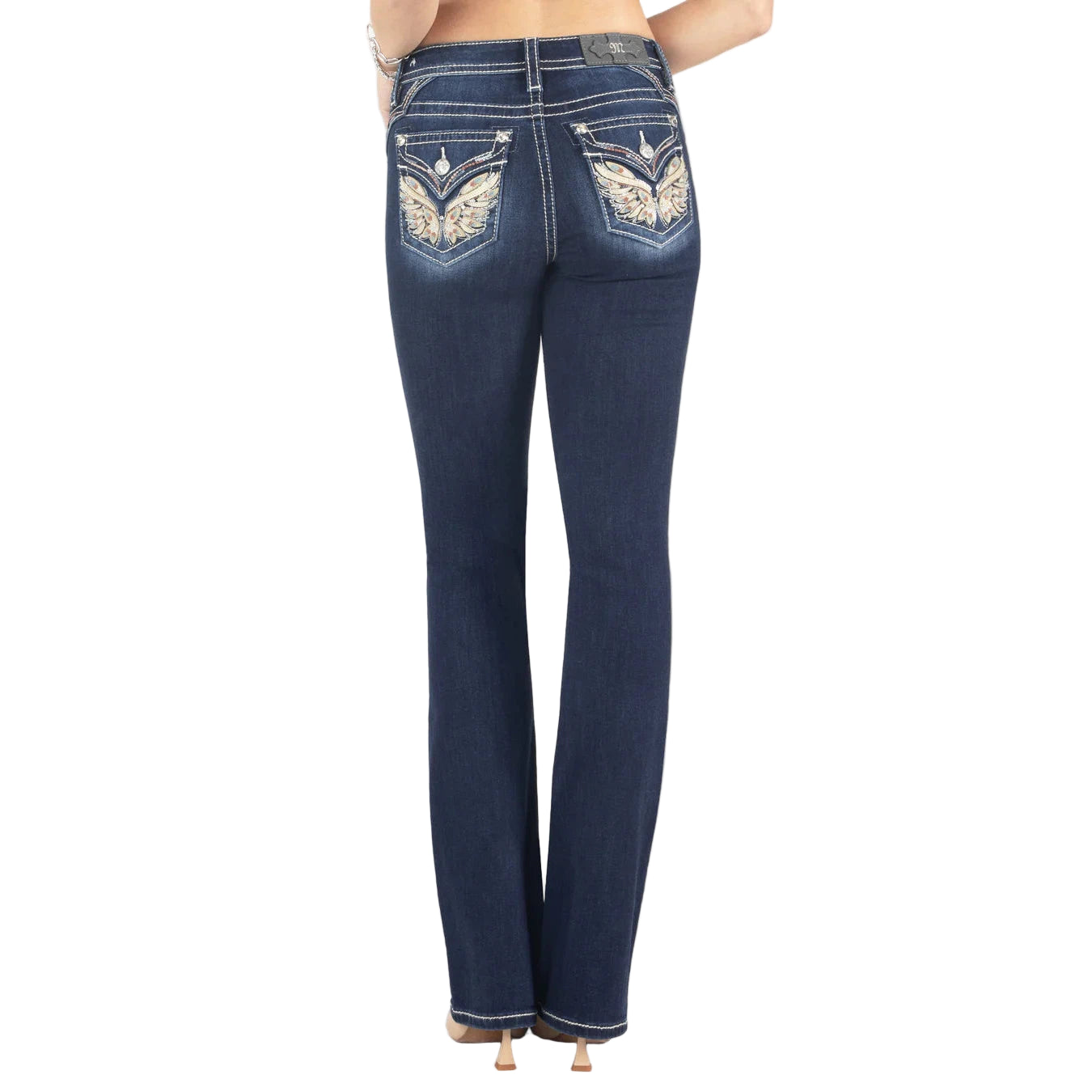 Miss Me Women's Berry & Gold Mid Rise Bootcut Jeans - Dark Wash