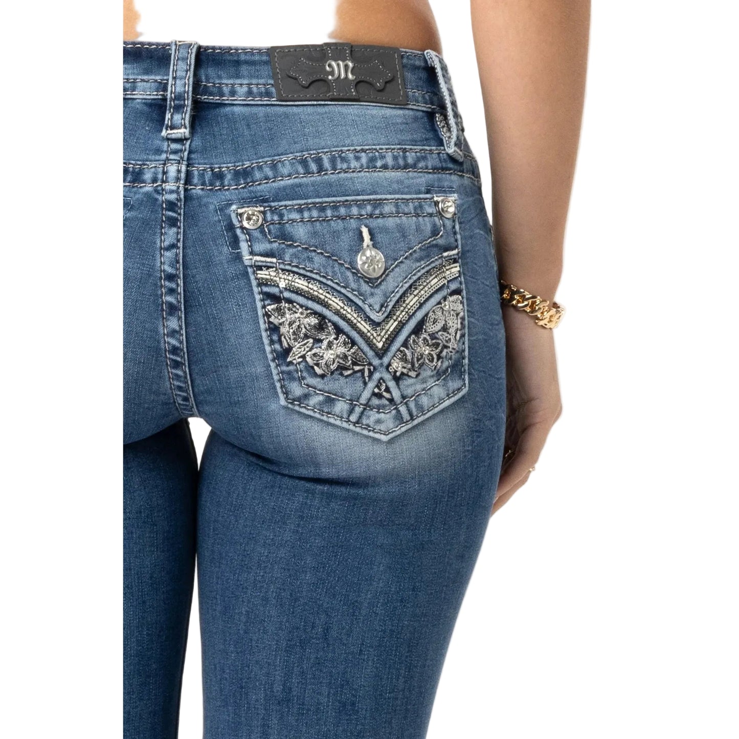 Miss Me Women's Mid Rise Rosie Boot Cut Jeans - Medium Wash