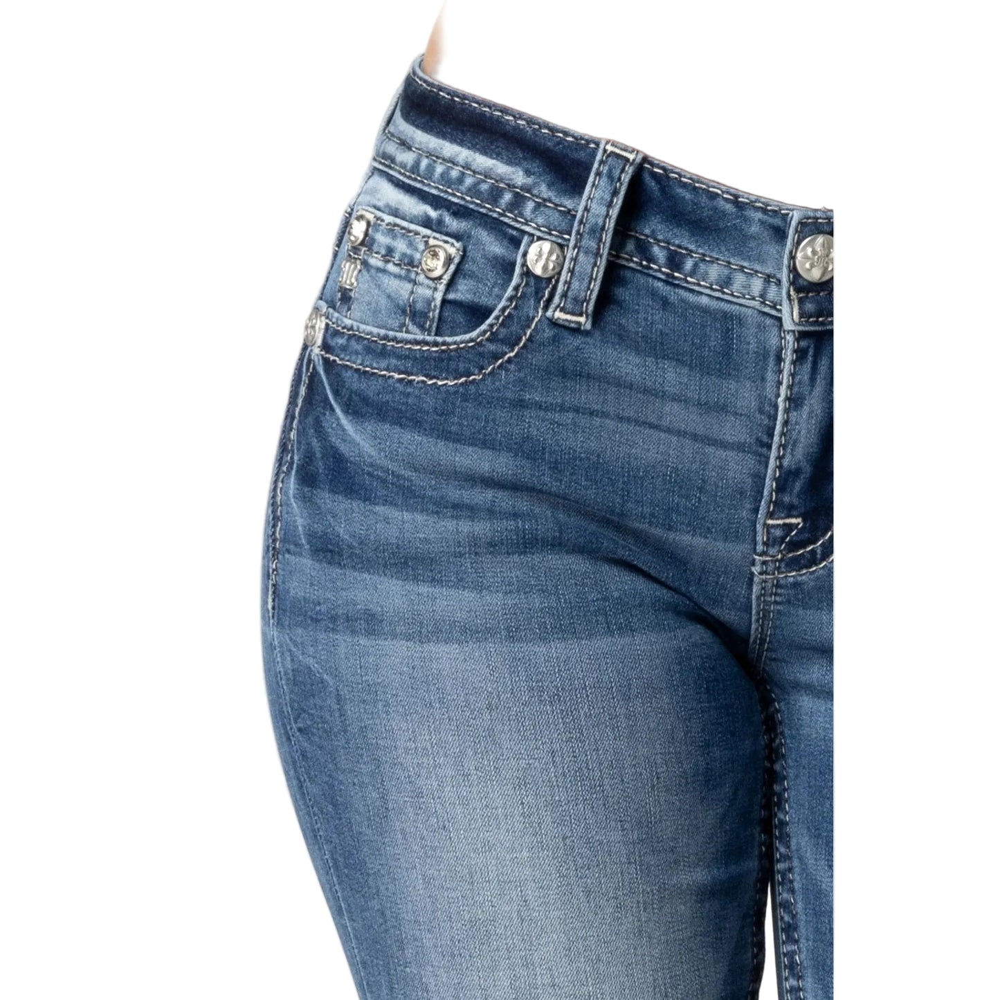 Miss Me Women's Mid Rise Rosie Boot Cut Jeans - Medium Wash