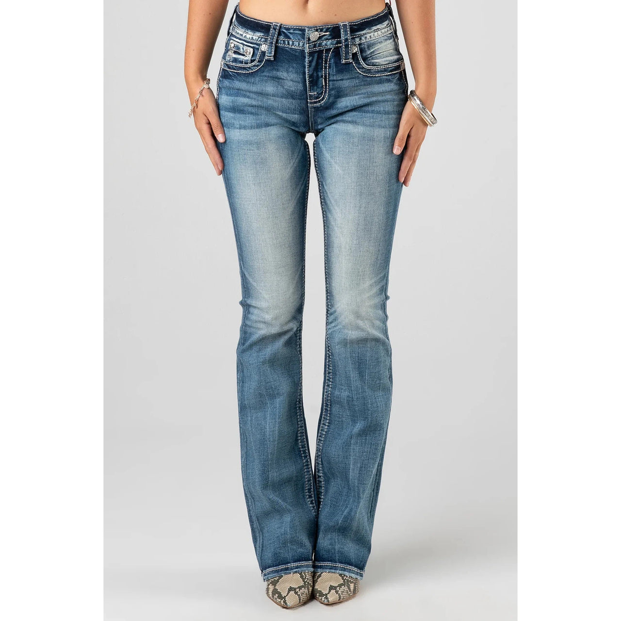 Miss Me Lucky Mid Rise Bootcut Jeans - Light Wash