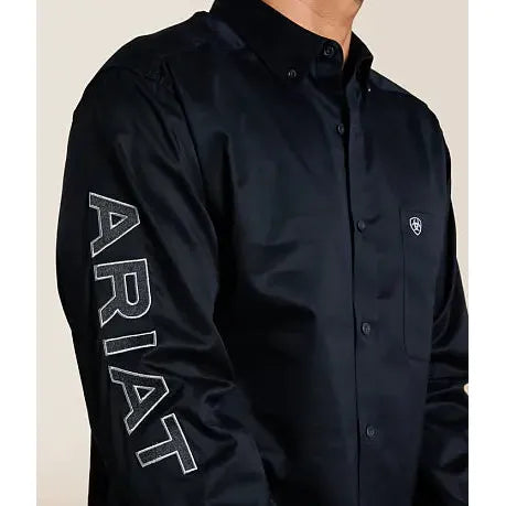 Ariat Men's Long Sleeve Team Logo Twill Fitted Shirt - Black/Grey