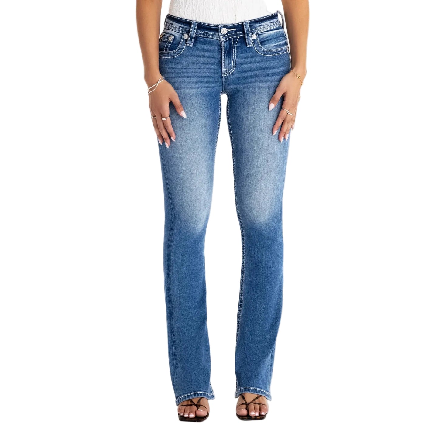 Miss Me Women's Mid Rise Maddox Boot Cut Jeans - Medium Wash