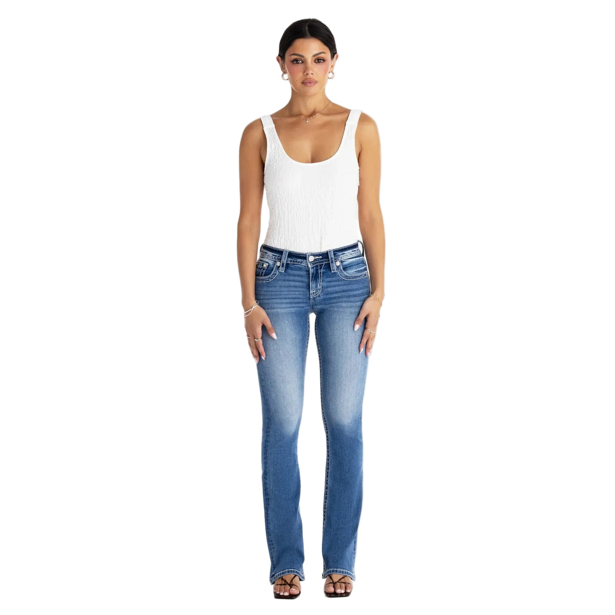 Miss Me Women's Mid Rise Maddox Boot Cut Jeans - Medium Wash - Irvine Tack & Western Wear