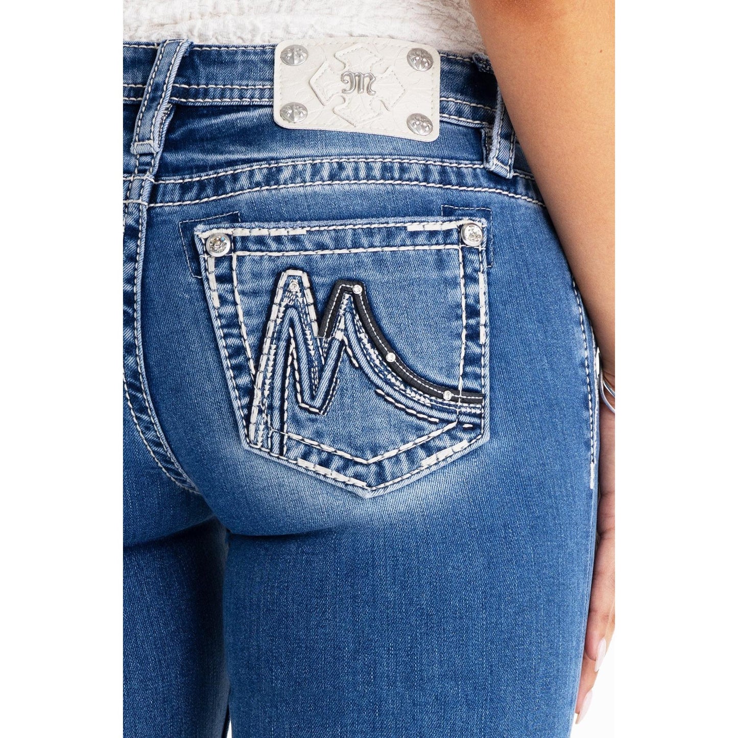 Miss Me Women's Mid Rise Maddox Boot Cut Jeans - Medium Wash