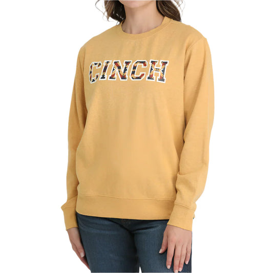 Cinch Women's Long Sleeve Logo Sweatshirt- Gold